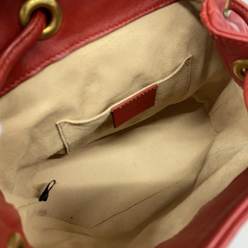 GUCCI Authentic Red Leather GG Marmont Backpack - Picture 4 of 12